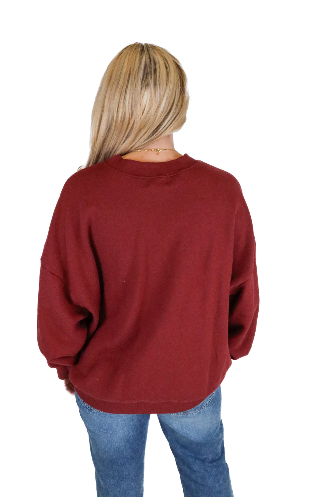 tan lines maroon fearless womens club oversized crewneck NWT (m)