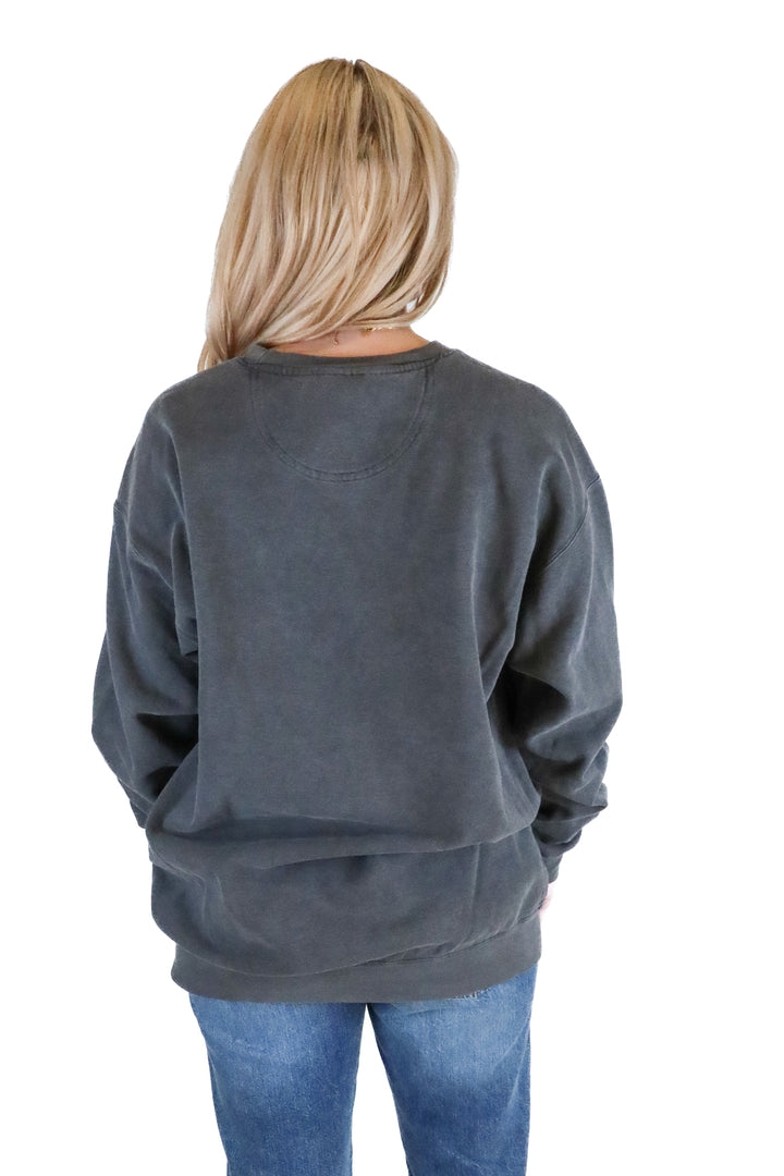 Casale Gals dark grey mom crewneck (L; retail $62)