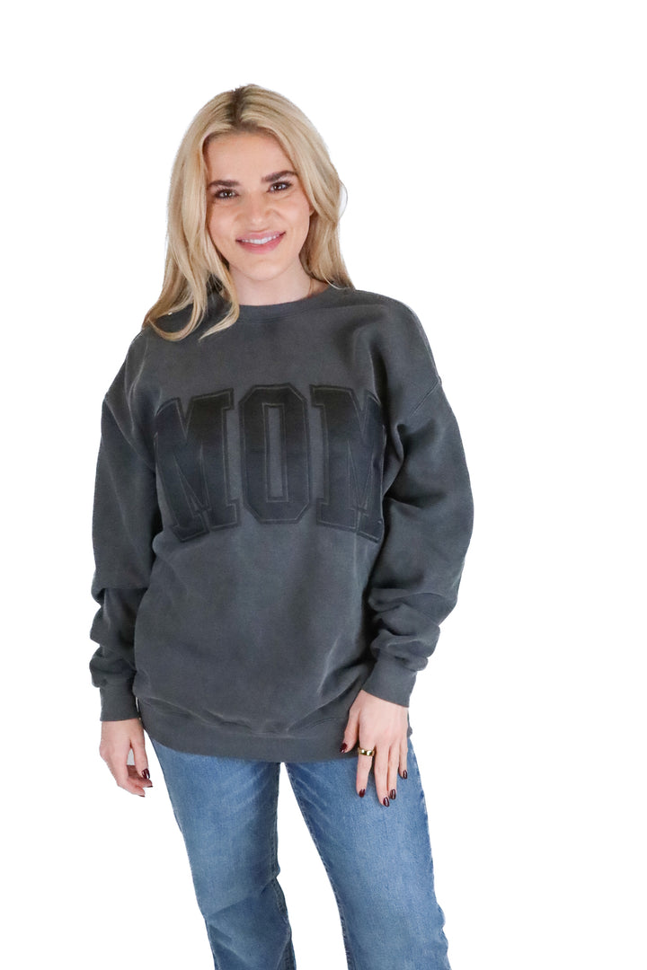 Casale Gals dark grey mom crewneck (L; retail $62)
