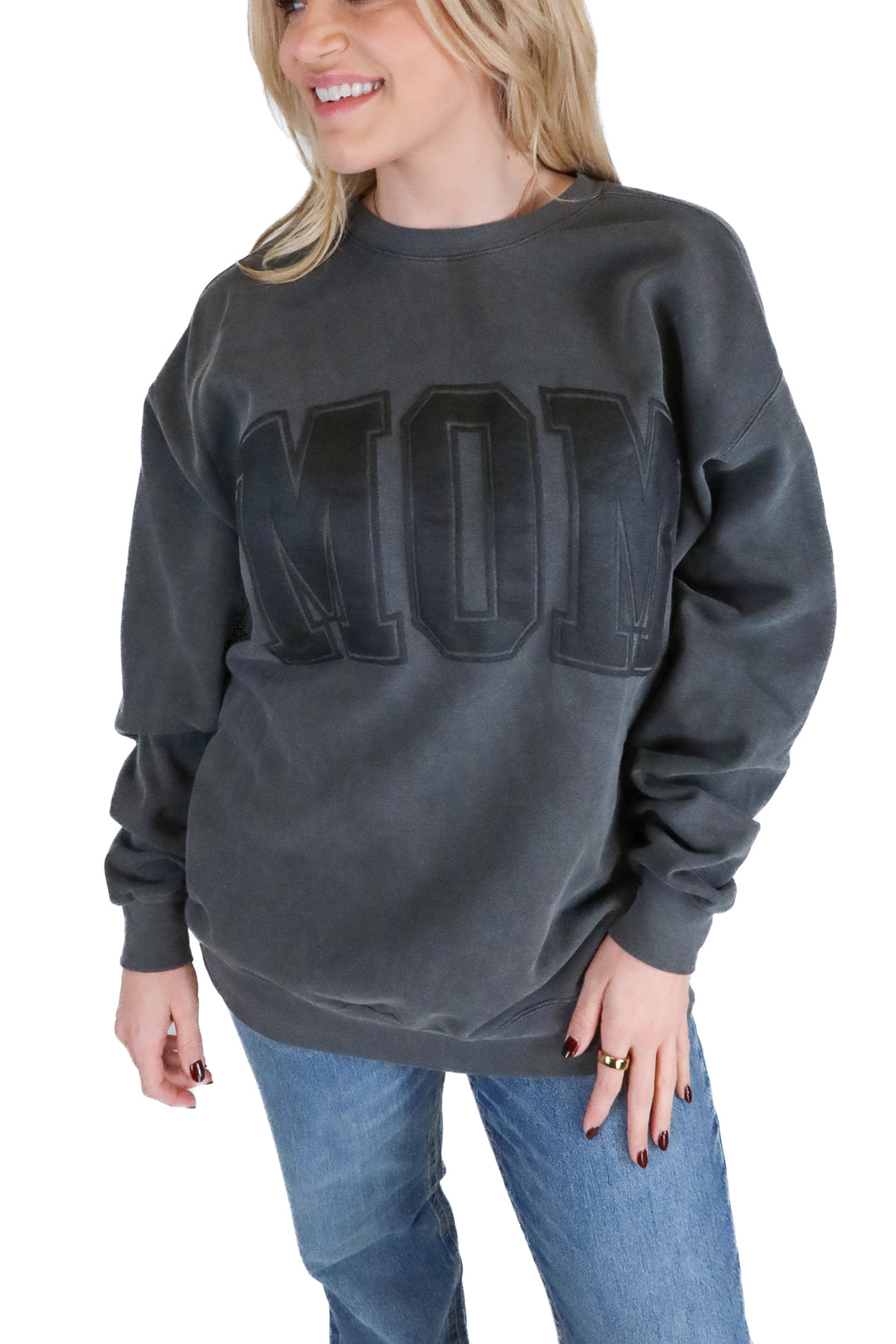 Casale Gals dark grey mom crewneck (L; retail $62)