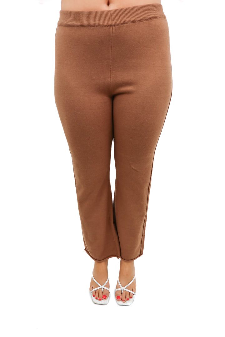 brown knit lounge pants (m)