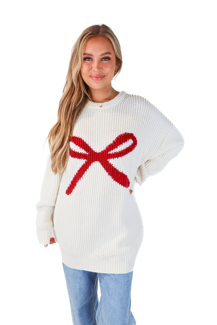 majorelle red bow sweater (m; retail $218)