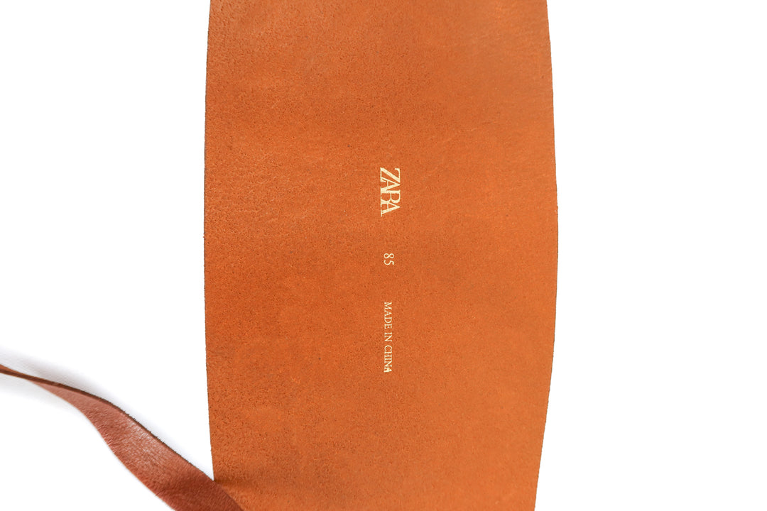 zara brown thick leather lace up belt