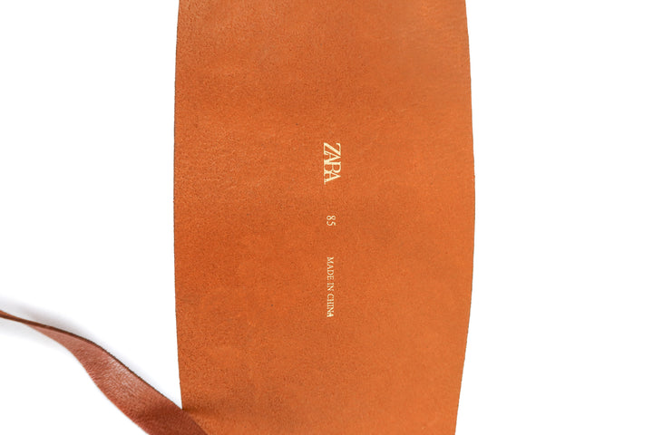 zara brown thick leather lace up belt