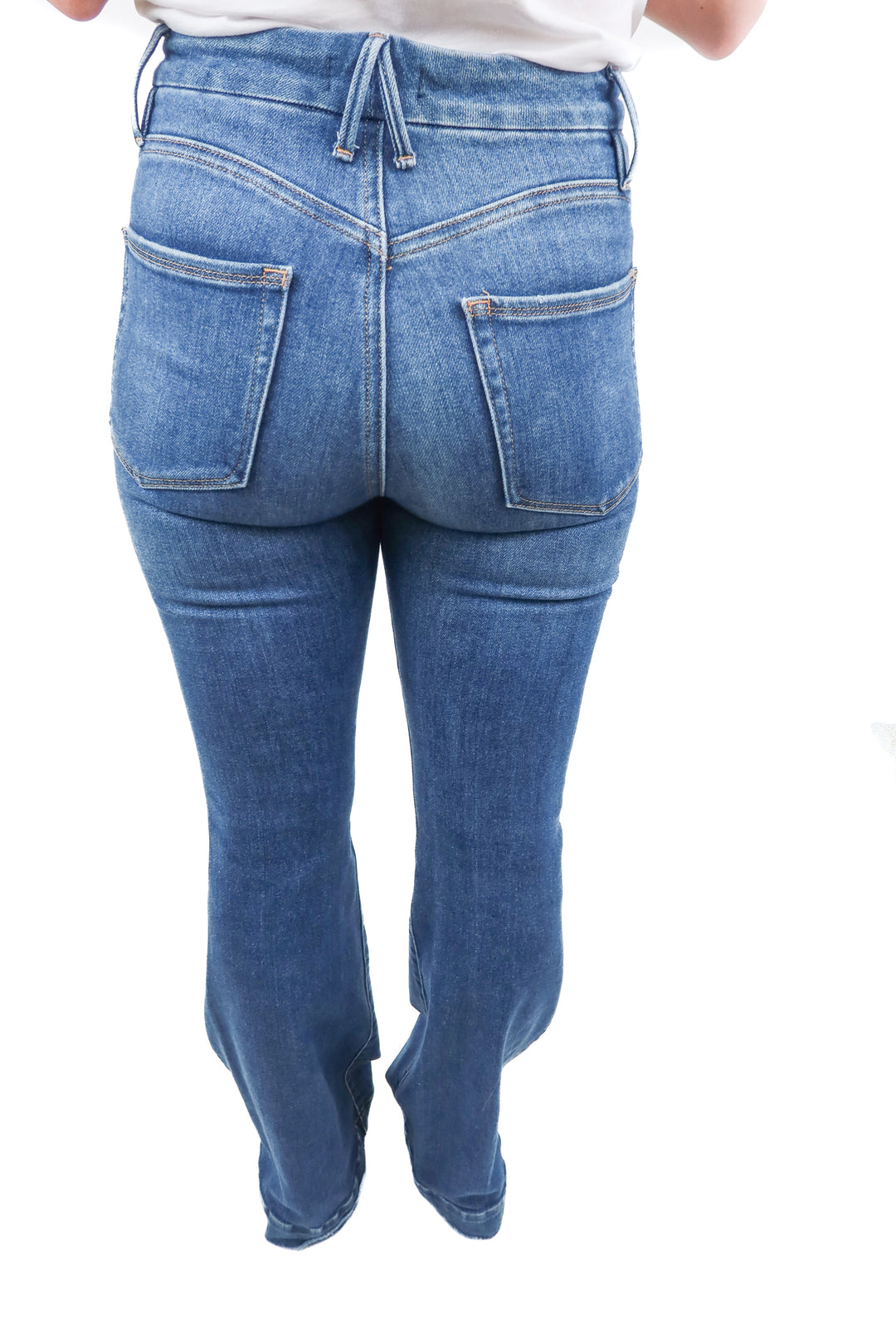 Good American medium wash wideleg jeans (2)