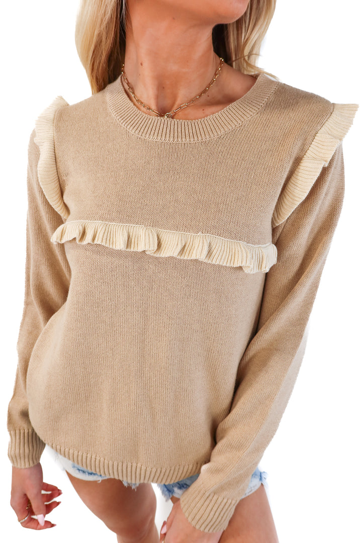 Summer Salt year-round crewneck ruffle sweater NWT (xs; retail $125)
