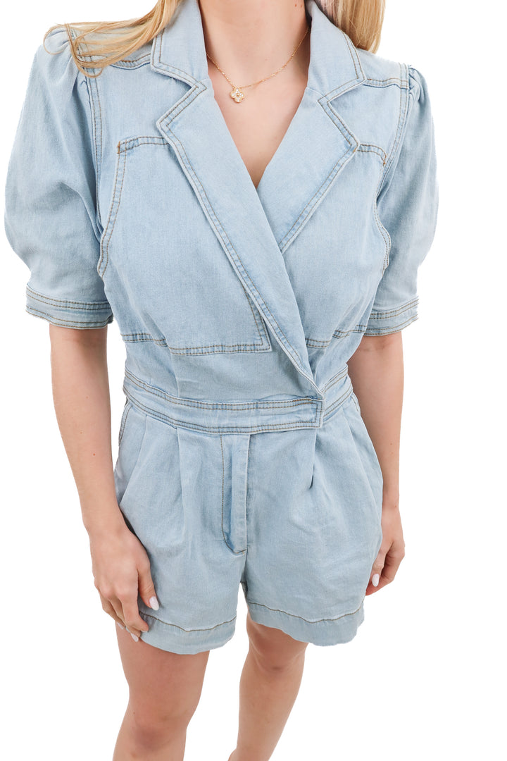 Day and Moon denim romper (S) NWT