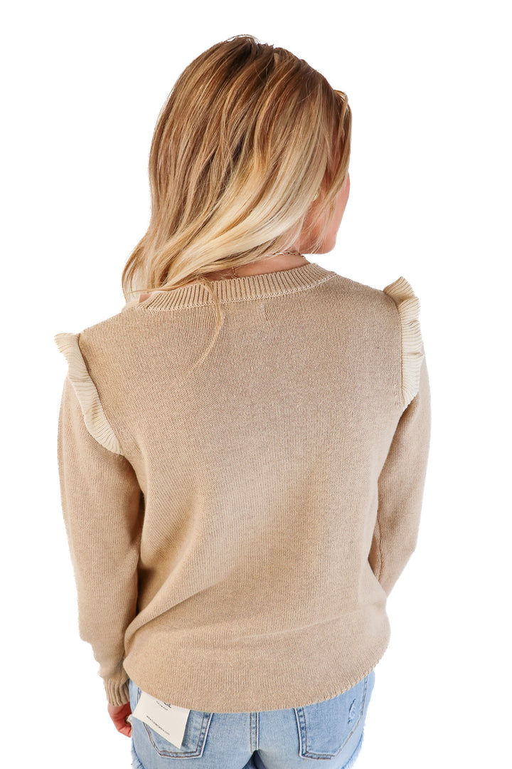 Summer Salt year-round crewneck ruffle sweater NWT (xs; retail $125)