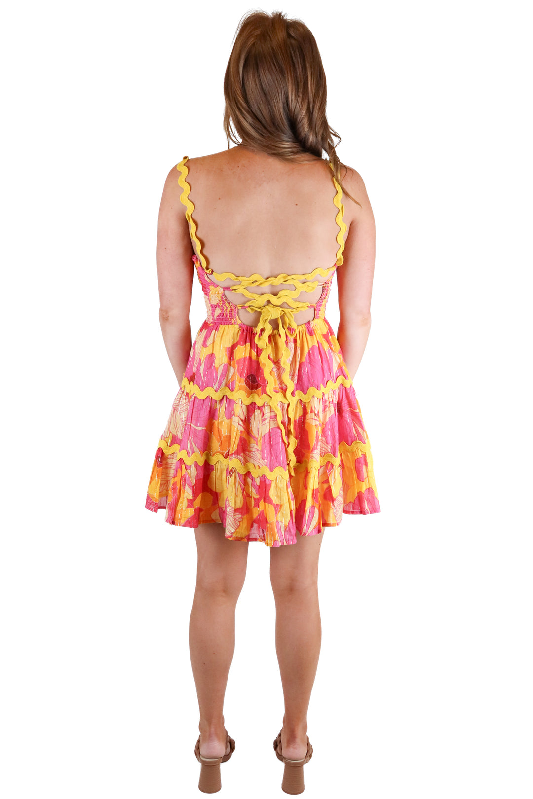 Sundress yellow/pink/orange mini dress NWT (S)