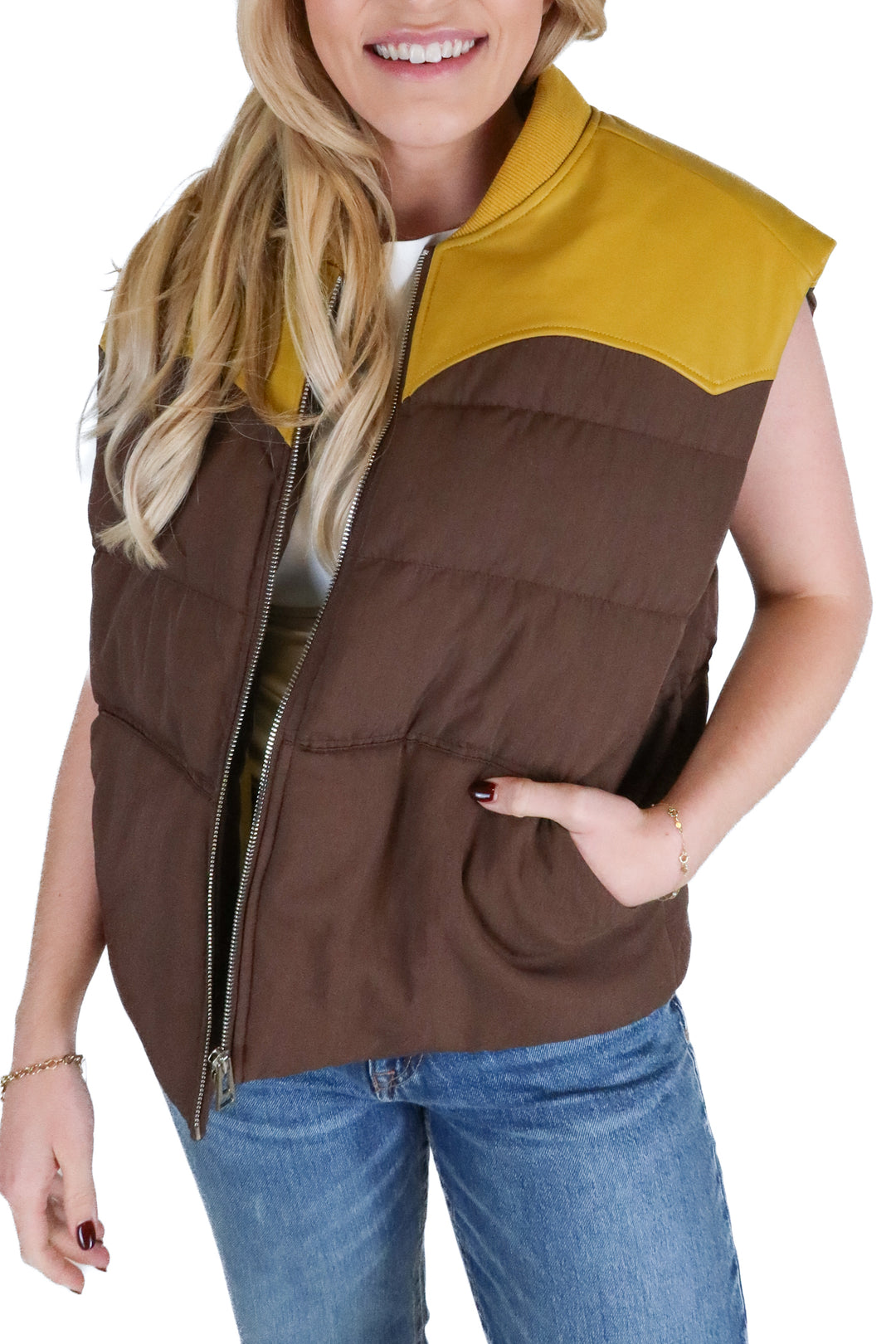Elwood brown and mustard vest (m; retail $140)