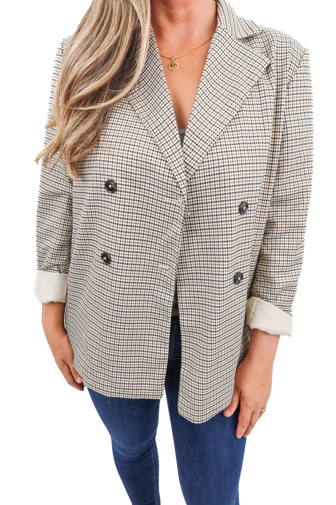 vici brown houndstooth blazer (m; retail $78)