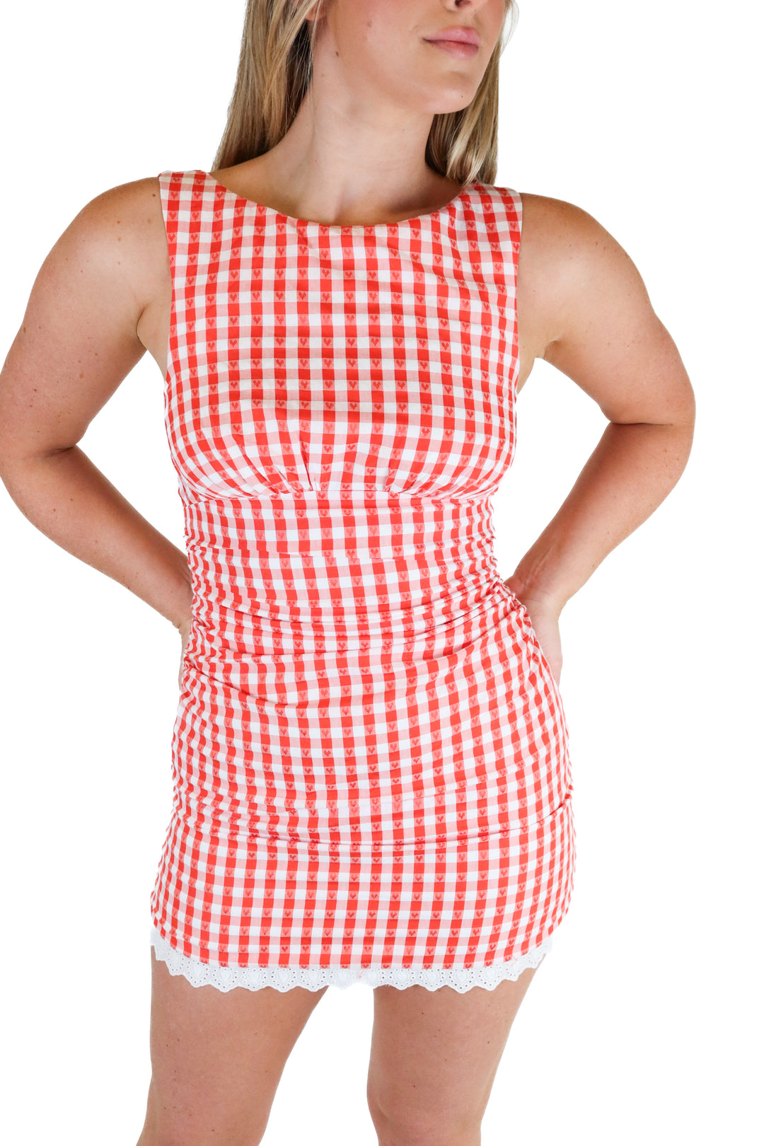 Majorelle Red Gingham Mini Dress NWT (XS; retail $198)
