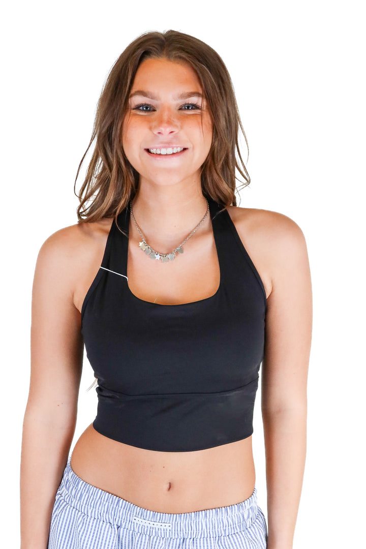halara black racerback sports bra NWT (S; retail $34.95)