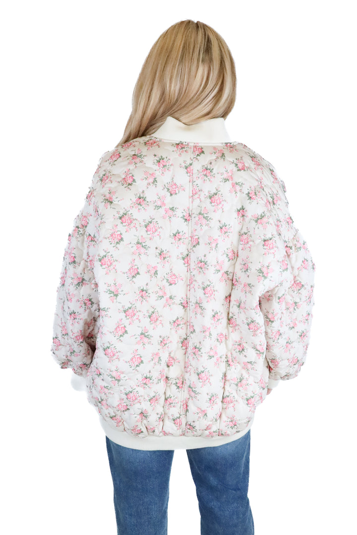 Mable pink floral bomber jacket (s)