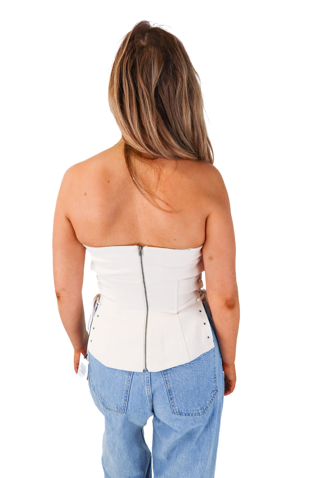 lovers and friends beige lace up corset top NWT (m)