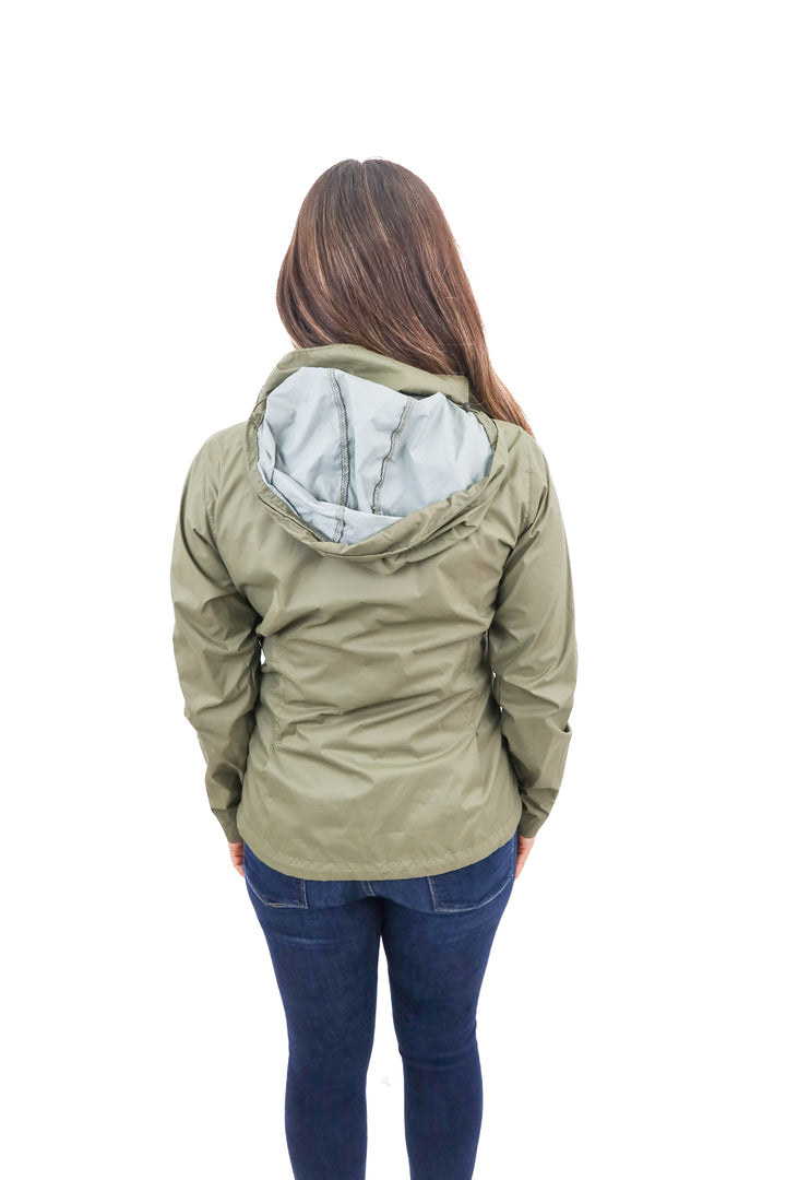 columbia green rain jacket (m; retail $50)