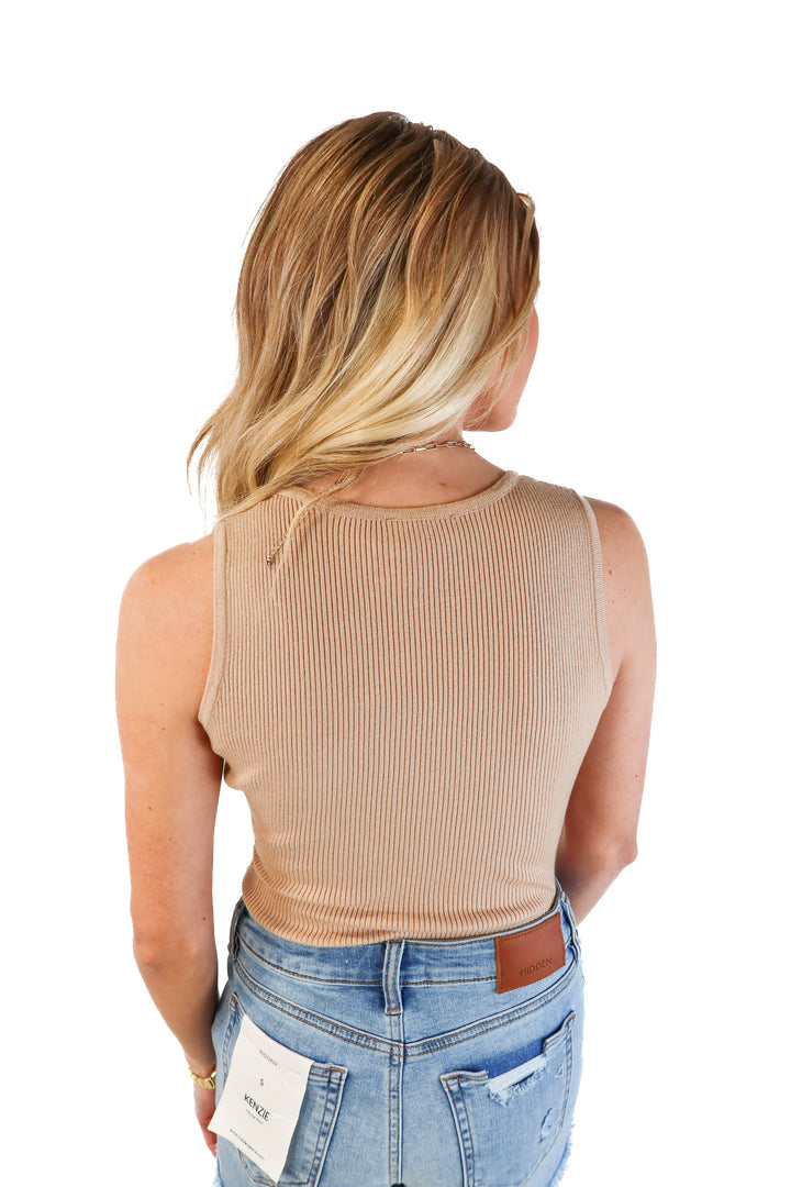 Allie Rose nude ribbed sleeveless bodysuit NWT (M)