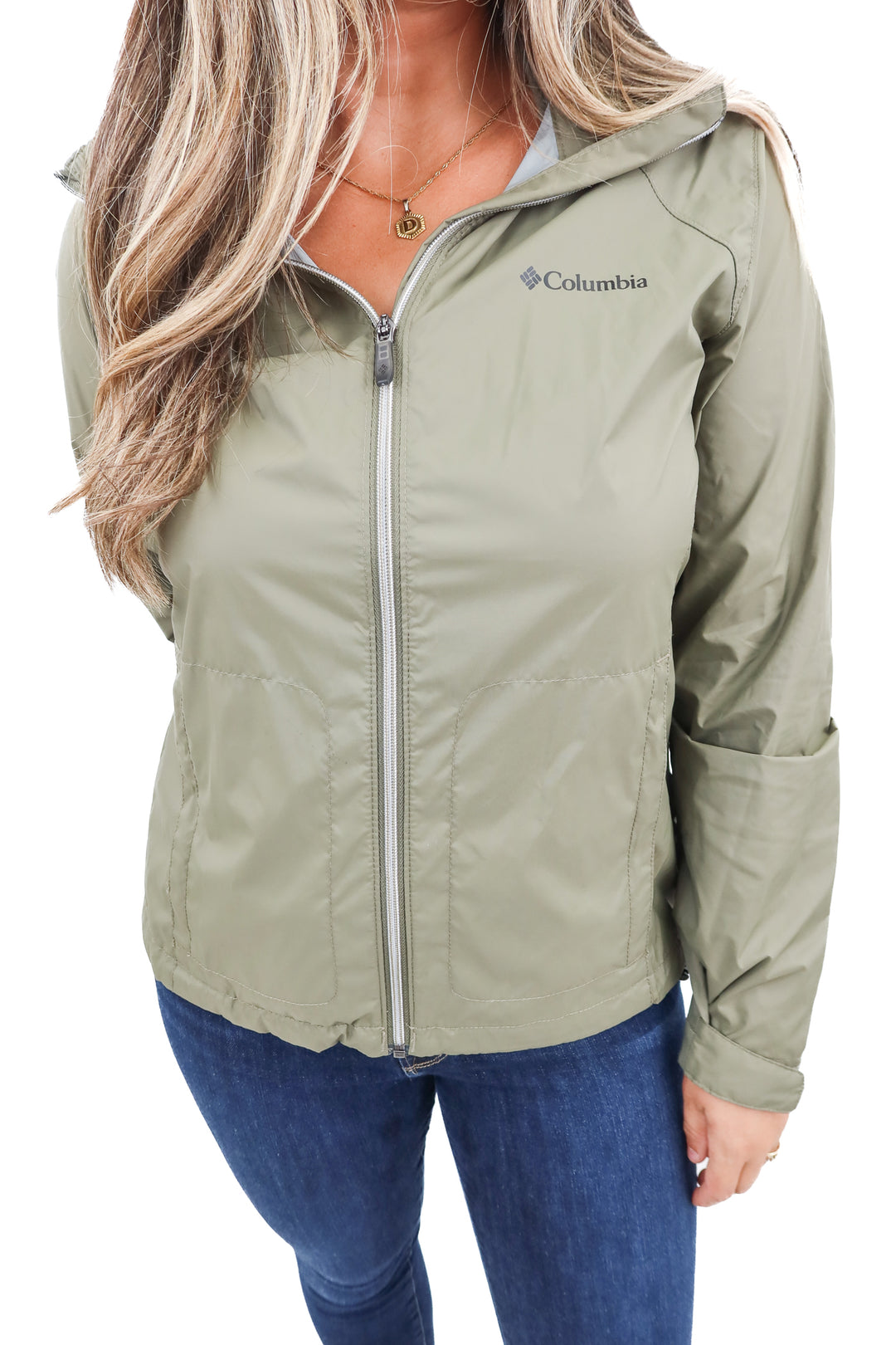 columbia green rain jacket (m; retail $50)