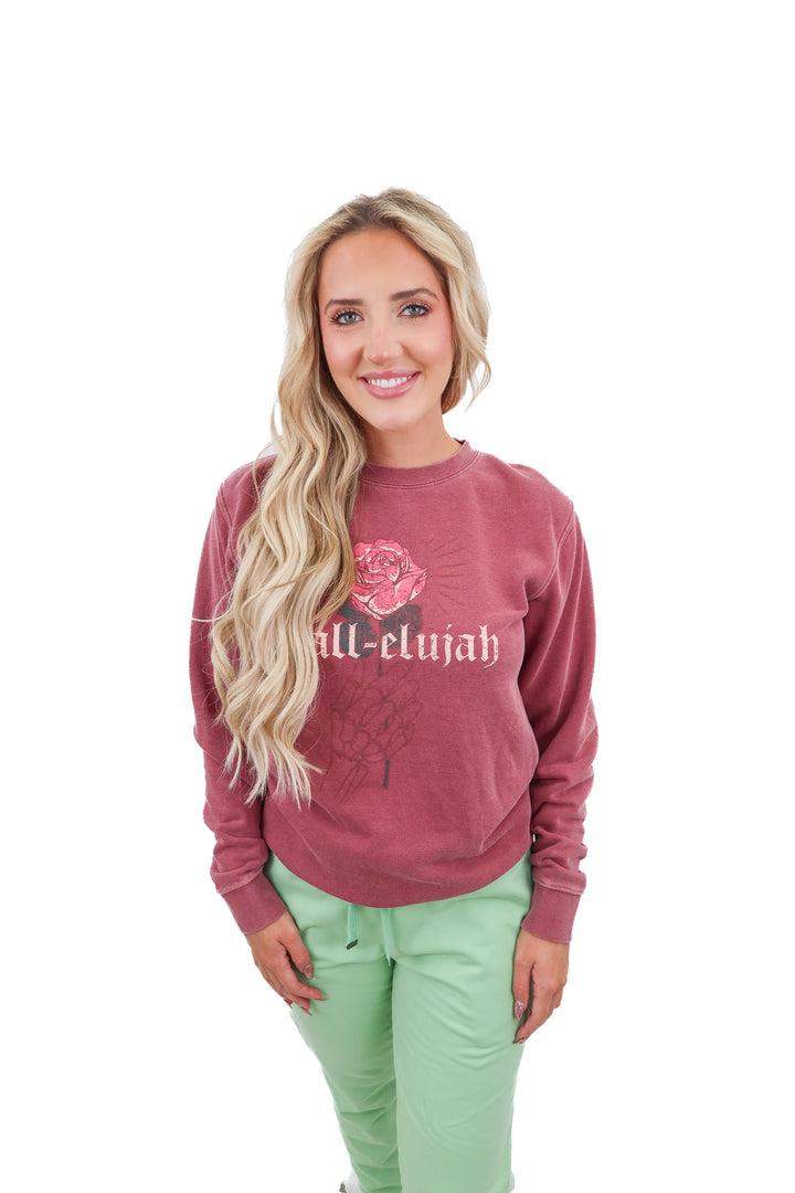 living fully "fall-elujah" crewneck (s)