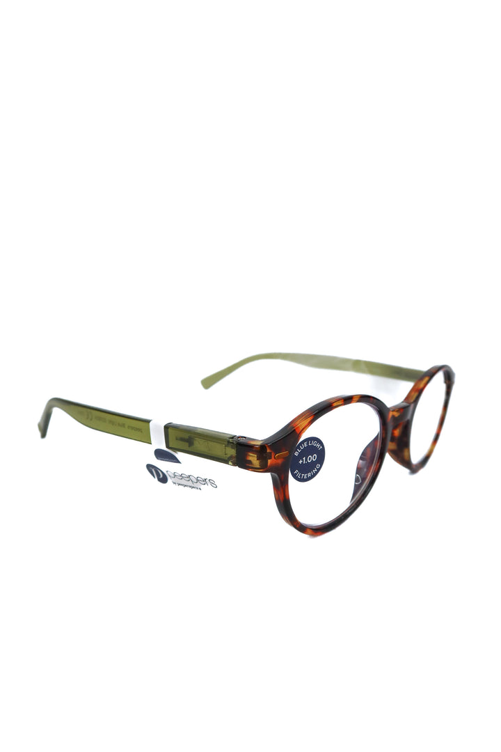 peepers dawson tortoise/green reading glasses (retail $49)
