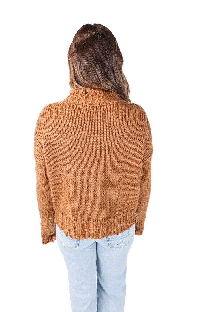 show me your mumu brown turtleneck sweater (s)