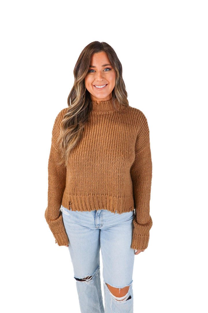 show me your mumu brown turtleneck sweater (s)