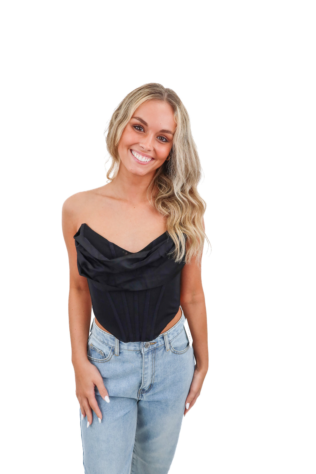 nbd black mesh corset top NWT (s; retail $130)