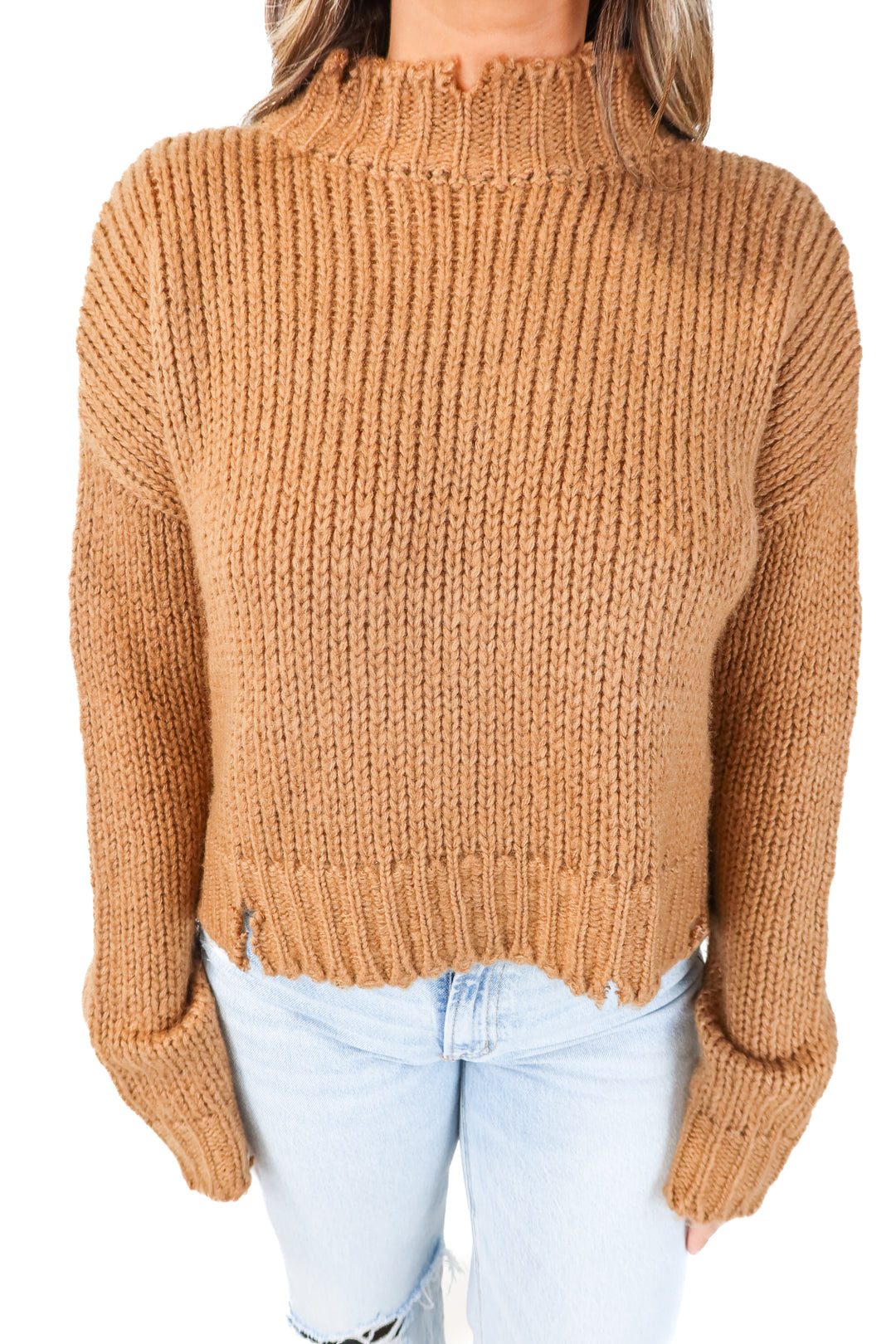 show me your mumu brown turtleneck sweater (s)