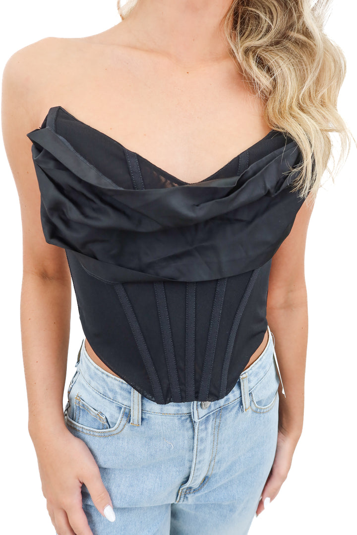 nbd black mesh corset top NWT (s; retail $130)