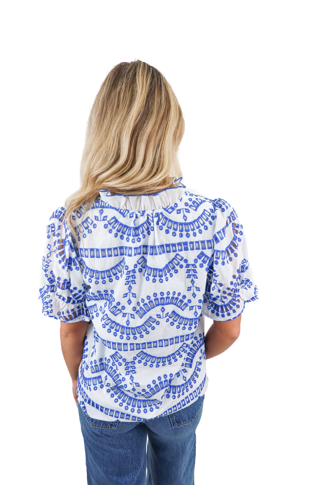 style usa blue/white eyelet top (s)