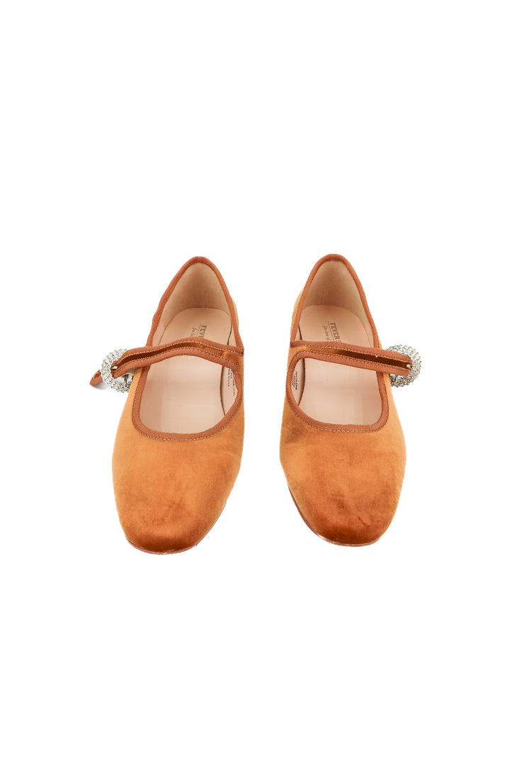 Fever sole brown velvet flats (9)