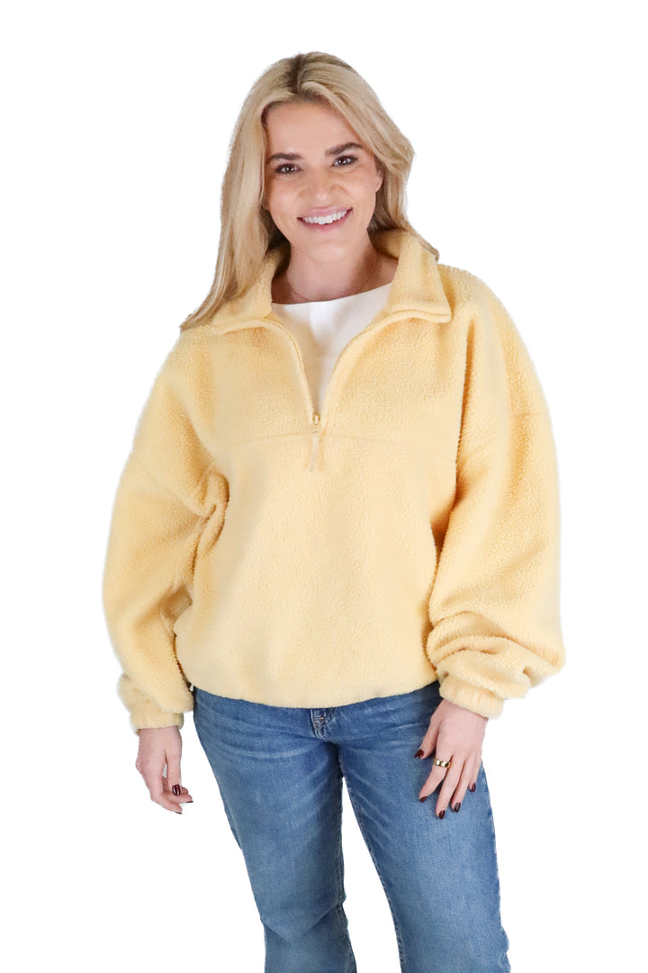 DSG yellow sherpa quarter zip (L; retail $65)