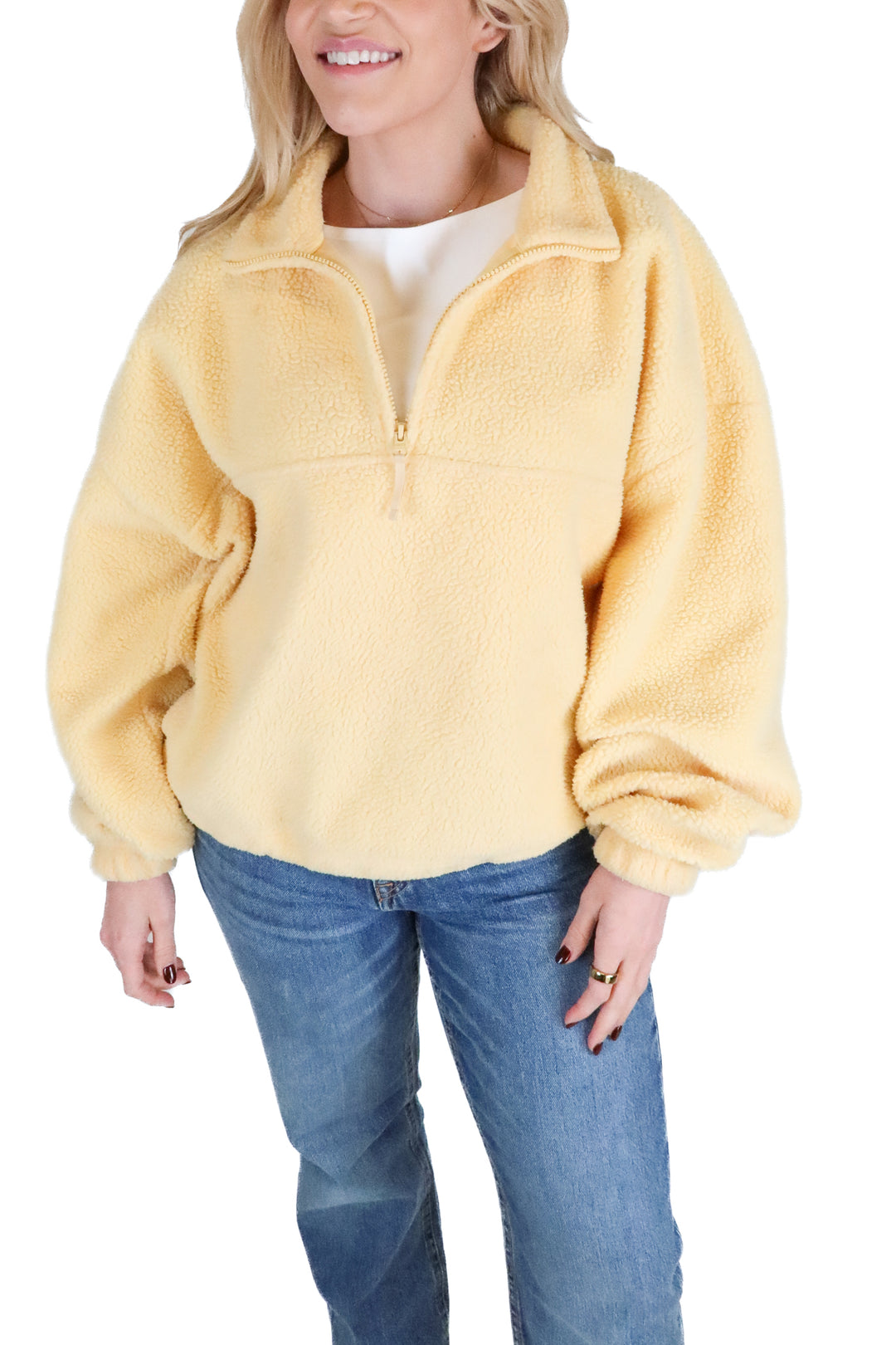DSG yellow sherpa quarter zip (L; retail $65)