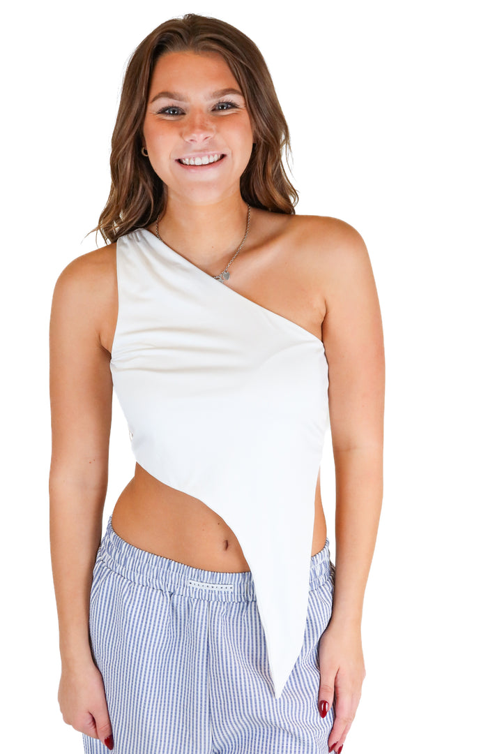 Superdown white one shoulder top NWT (S; retail $56)