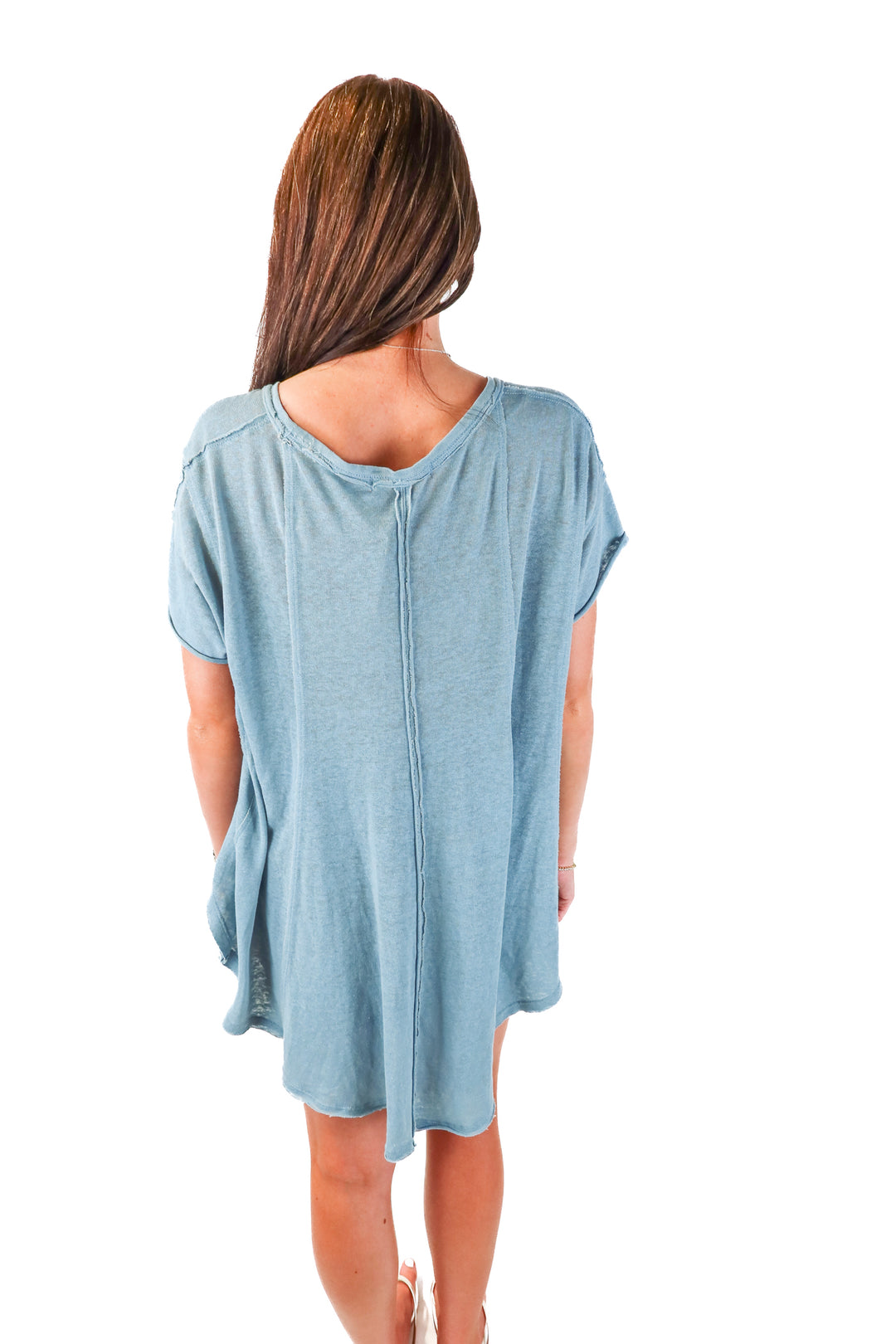 we the free blue oversized vneck tee (s)