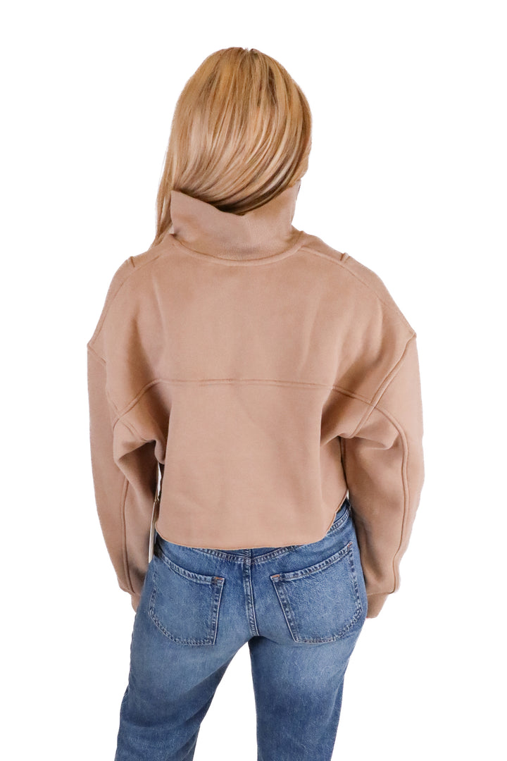 Allfenix light brown cropped zip up NWT (S)