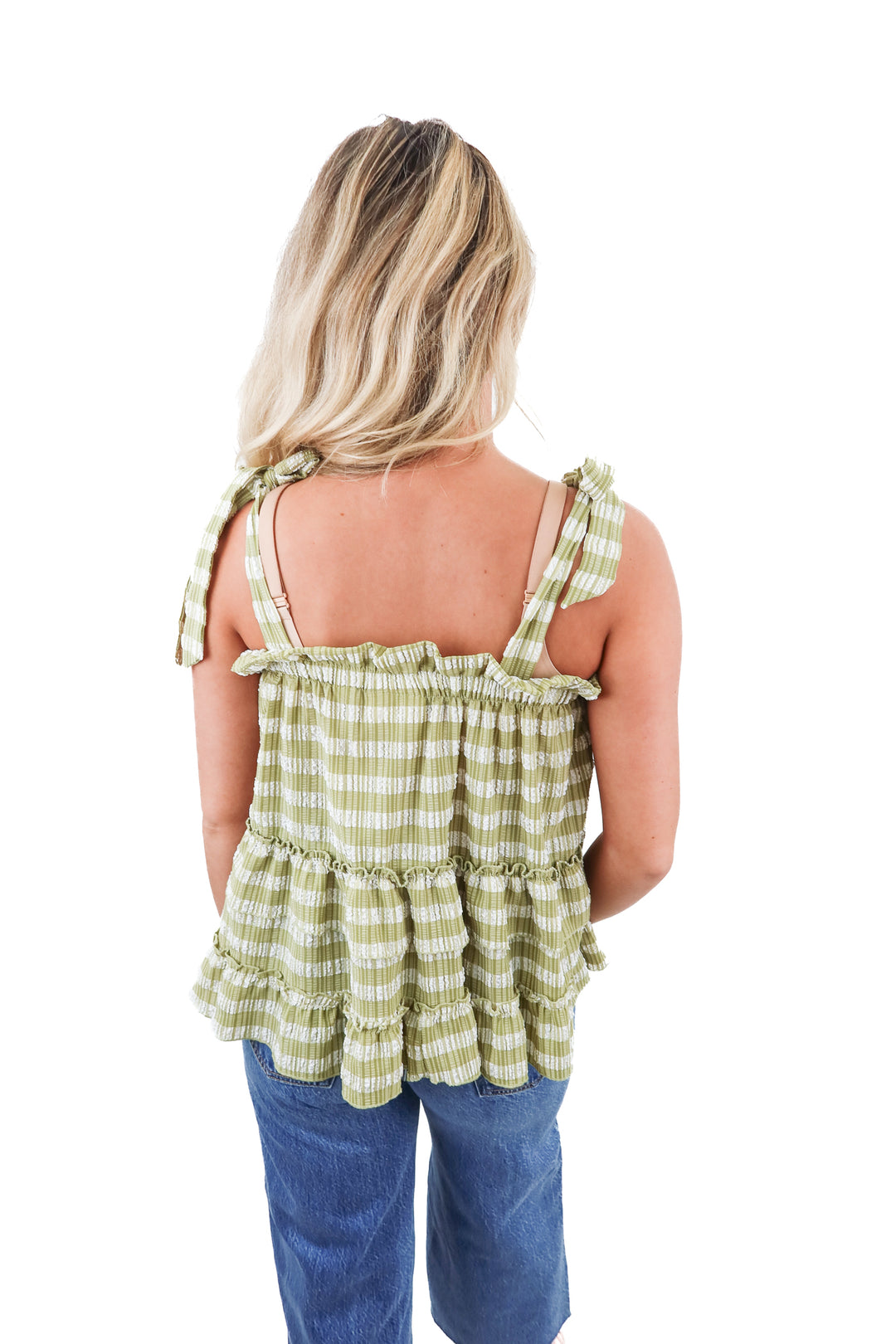 anthropologie green striped tank top (xs; retail $68)
