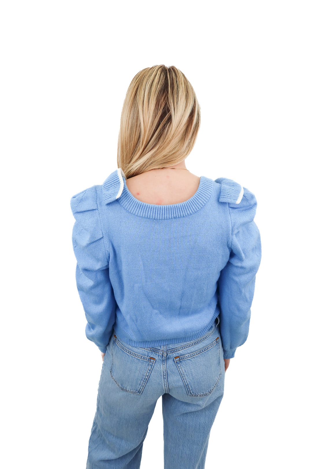 day + moon blue ruffle sweater (s)