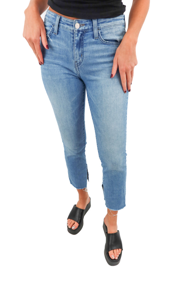 flying monkey light wash straight leg split raw hem jeans (26)