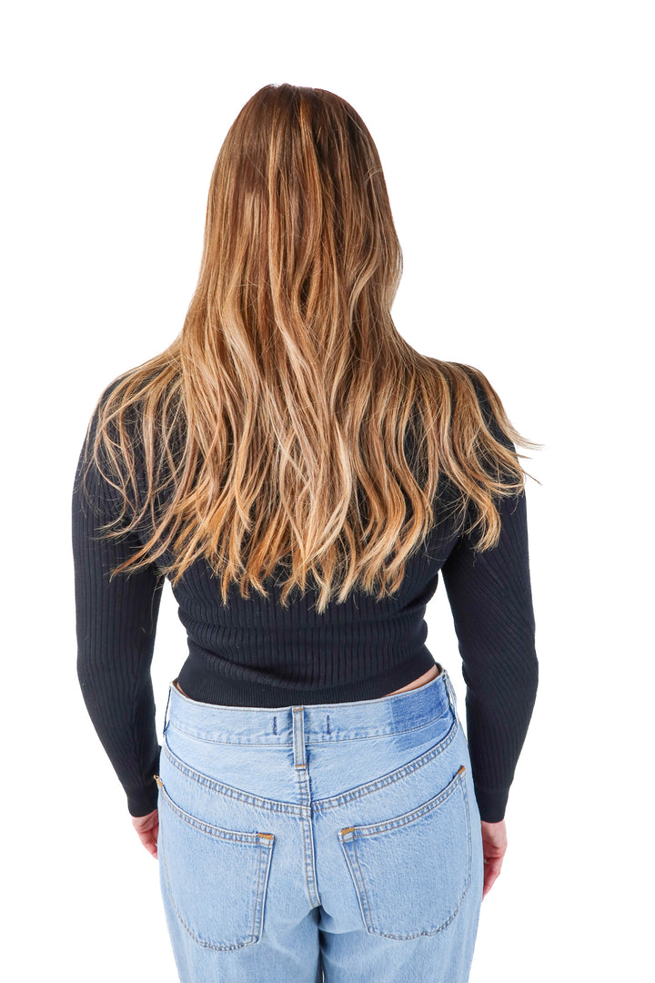 abercrombie & fitch black cut out long sleeve top (s)