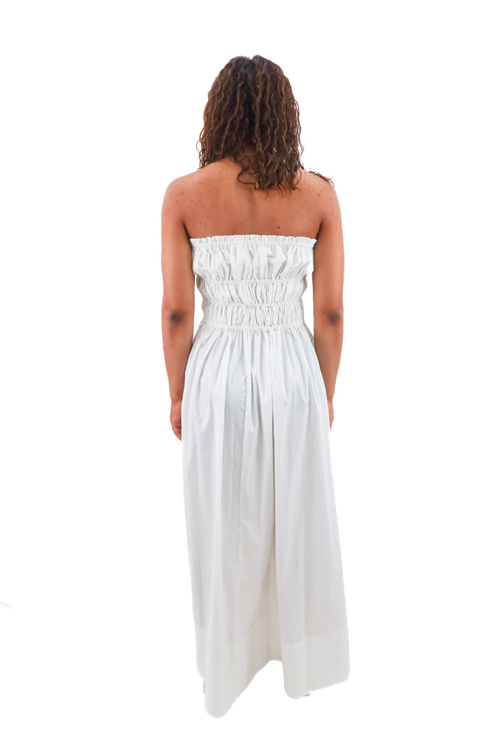 more to come white smocked strapless mini dress (s; retail $98)
