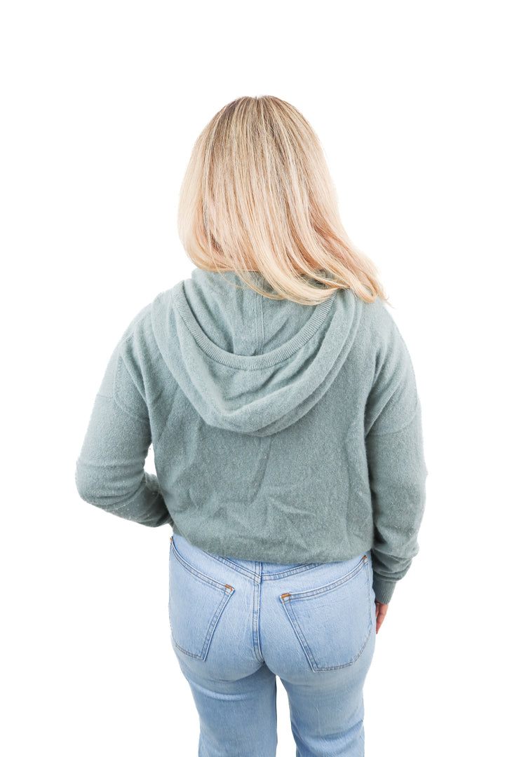 white + warren green cashmere zip up (L; retail $275)