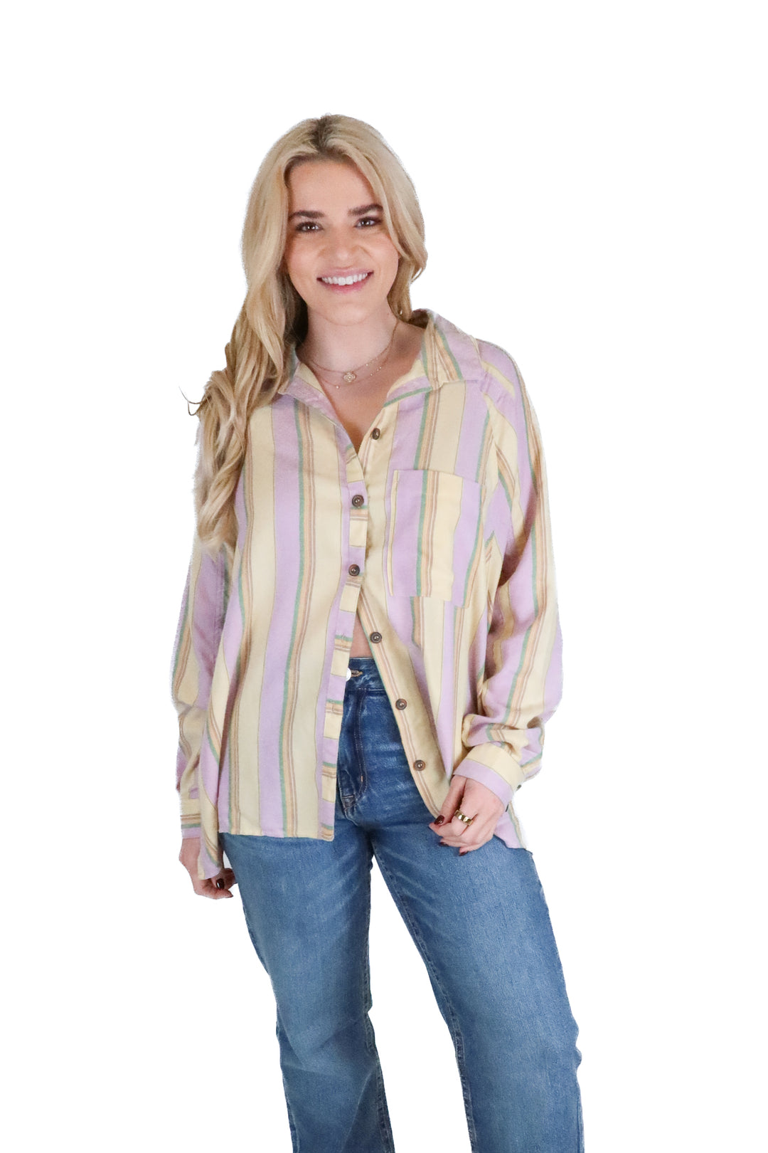 Stoosh yellow striped button up (s)*