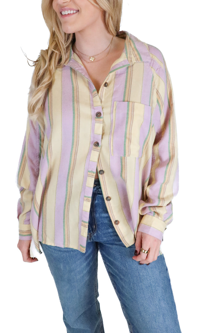 Stoosh yellow striped button up (s)*