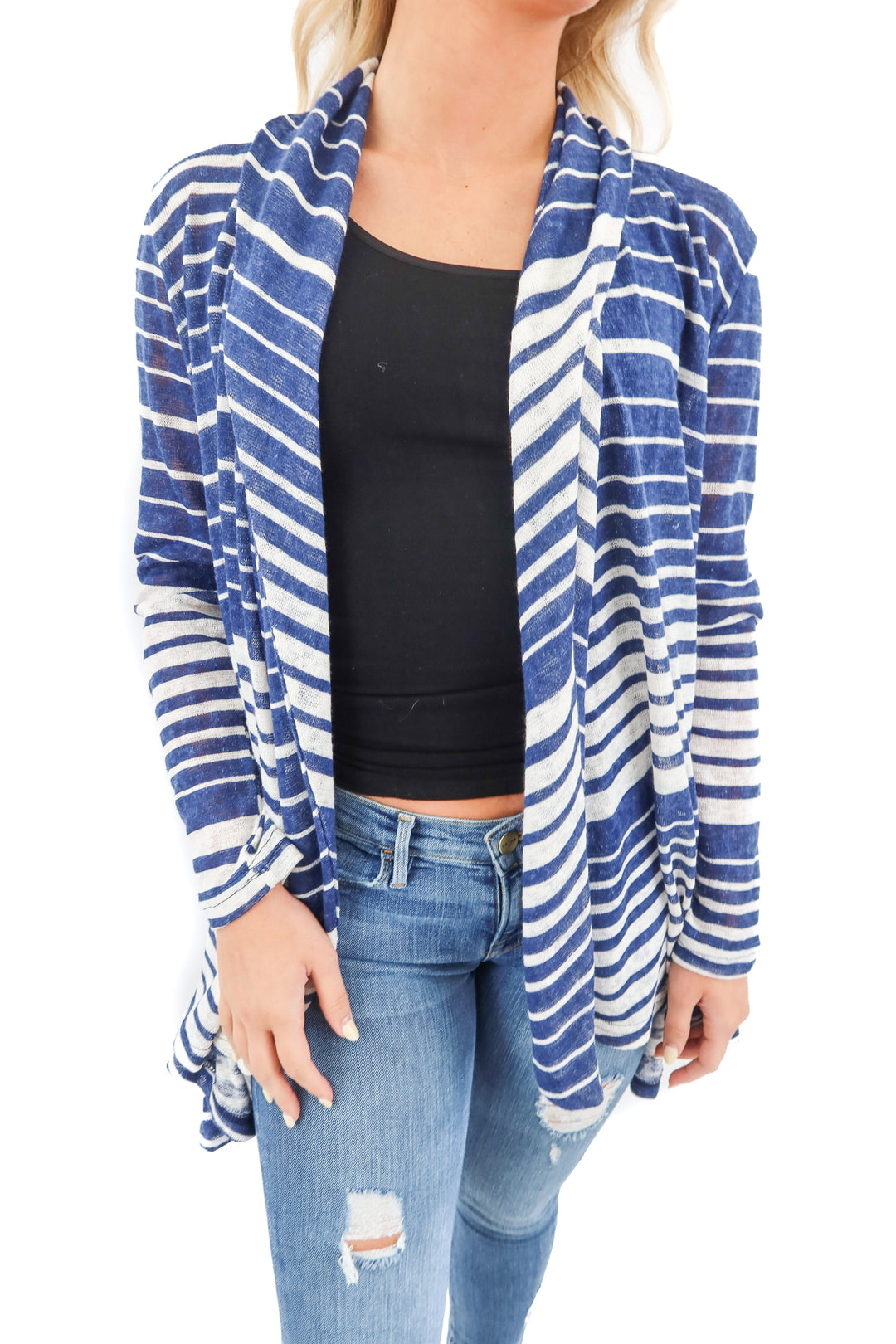 casting blue/white stripe cardigan (1)