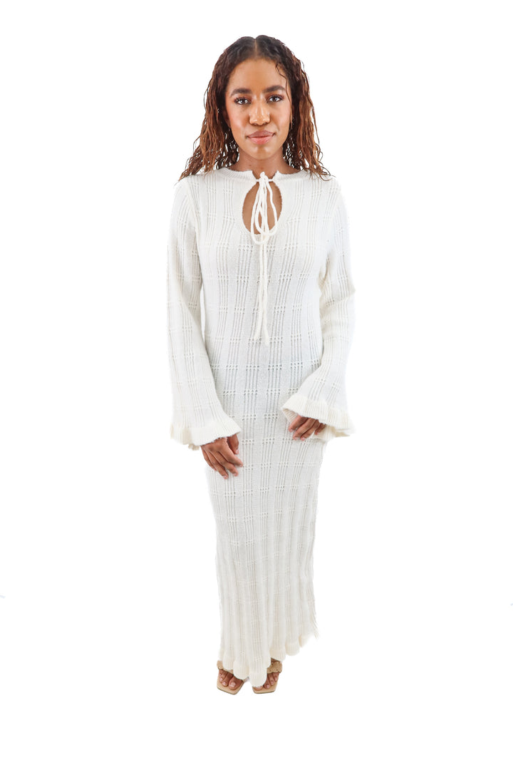 cupshe cream knit long sleeve maxi dress nwt (s)