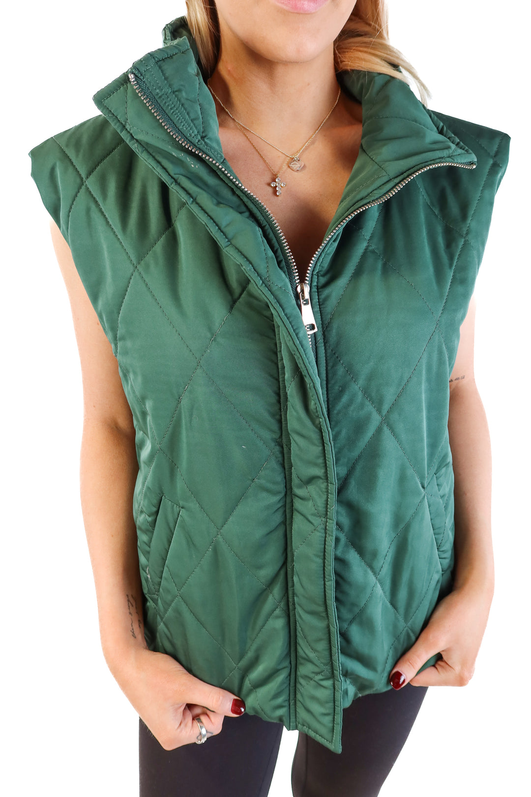 Superdown dark green vest (m; retails for $56)