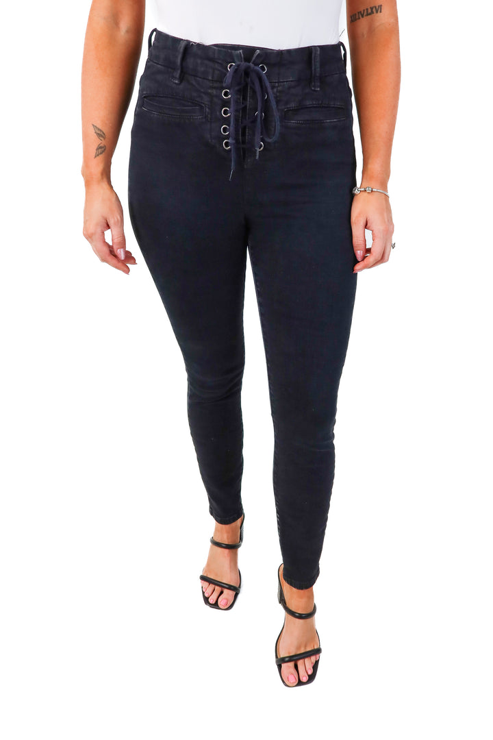 amuse society black lace up skinny jean (26; retail $75)