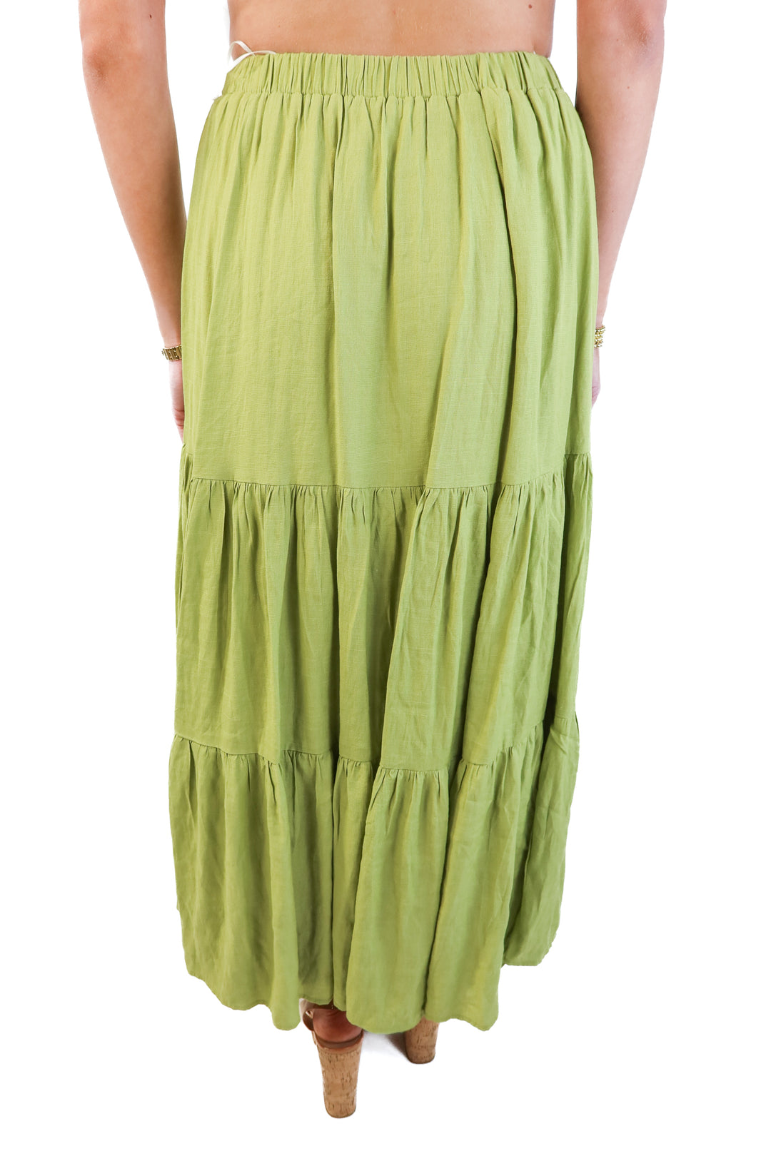 Princess Polly green tiered maxi skirt (s)