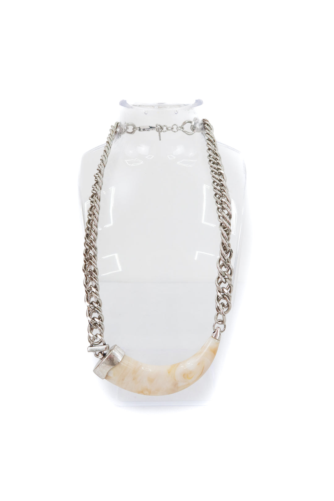 zara silver chain tusk necklace